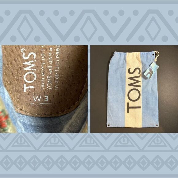 Womens TOMS Aztec Tribal Print Slip On Loafers / Size 8 - Picture 7 of 7